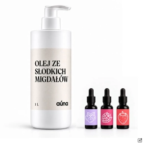 Olej ze słodkich migdałowów 100 % czysty surowiec 1 l | baza do masażu | GRATIS 3 zapachy